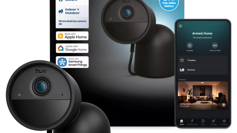 Philips Hue Secure 2K Camera with Desk Stand (Black)