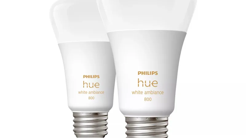 Philips Hue White Ambiance A19 60W Smart Bulb, 2-Pack