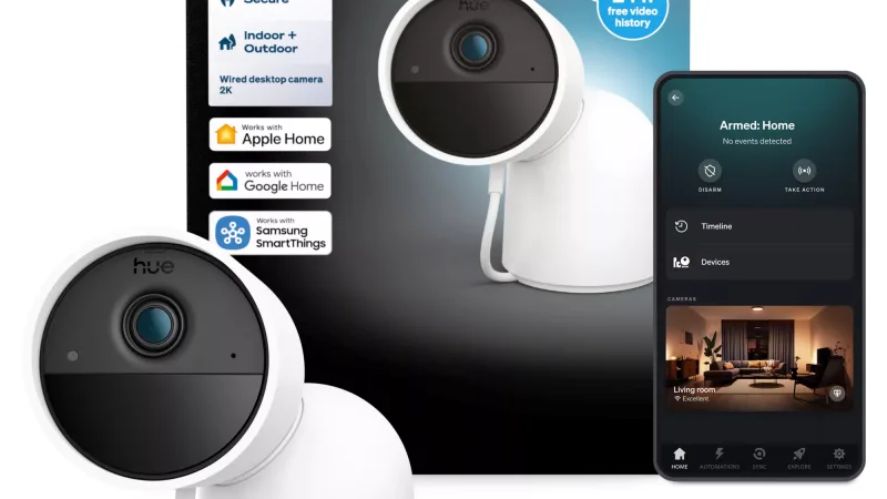 Philips Hue Secure 2K Camera with Desk Stand (White)