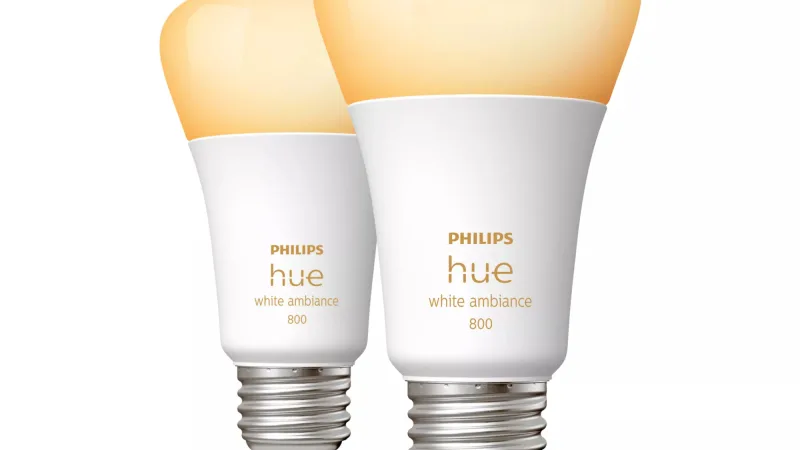 Philips Hue White Ambiance A19 60W Smart Bulb, 2-Pack