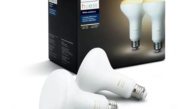 Philips Hue White Ambiance BR30 Smart Bulb, 2-Pack